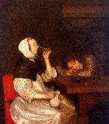 Gerard Ter Borch Woman Drinking with a Sleeping Soldier Norge oil painting reproduction